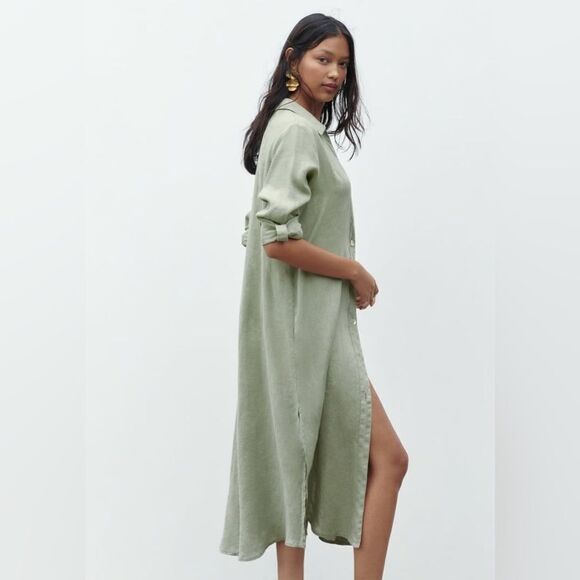 Zara 100% Linen Shirt Dress - Picture 7 of 10